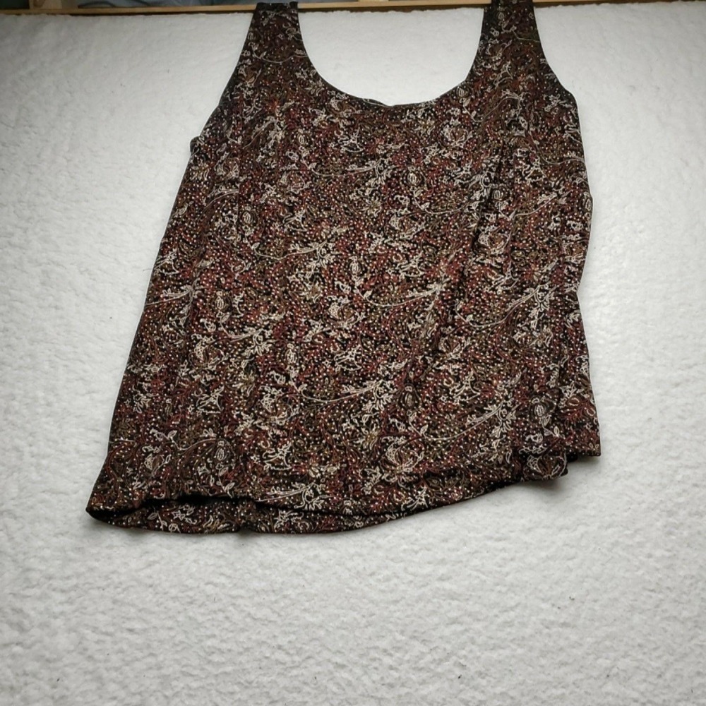 Alex Evenings Tank Top Womens Plus 1X Multicolor Scoop Neck Glitter Paisley
